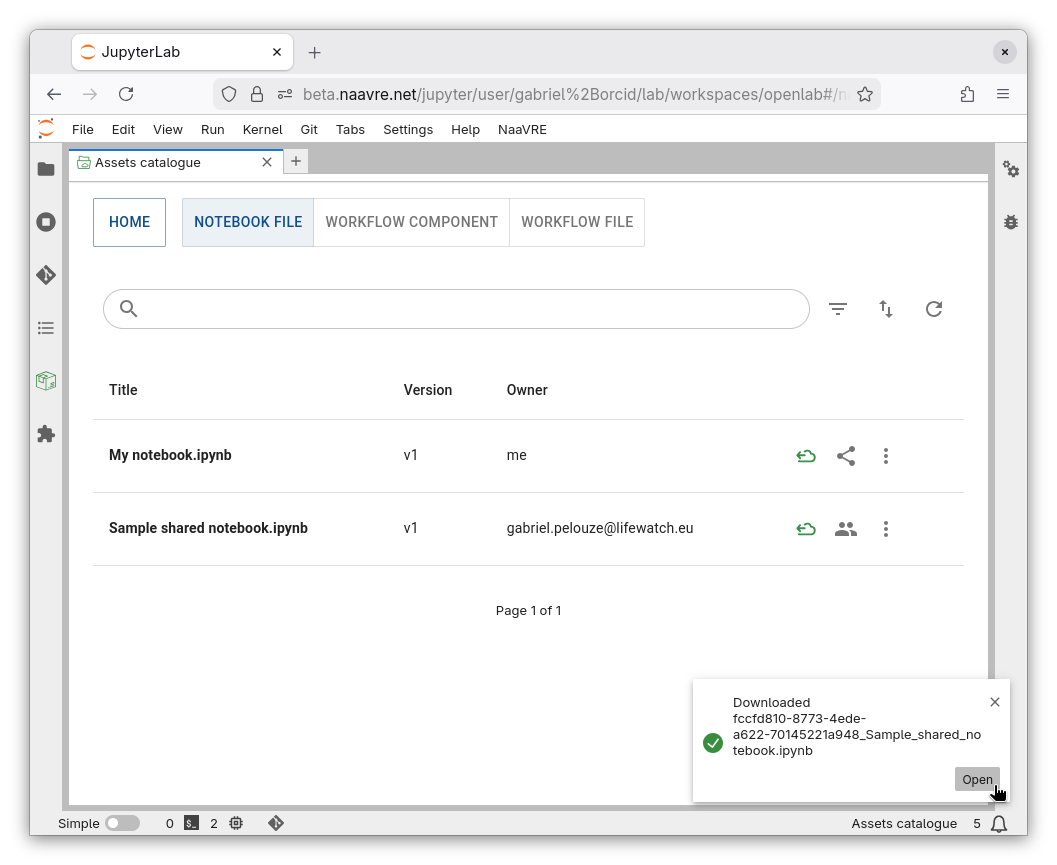Assets catalogue add to my files 2 screenshot
