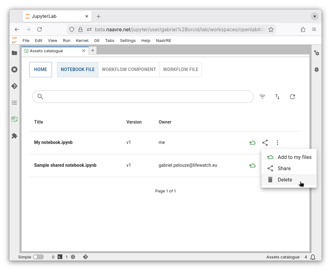 Assets catalogue delete 1 screenshot